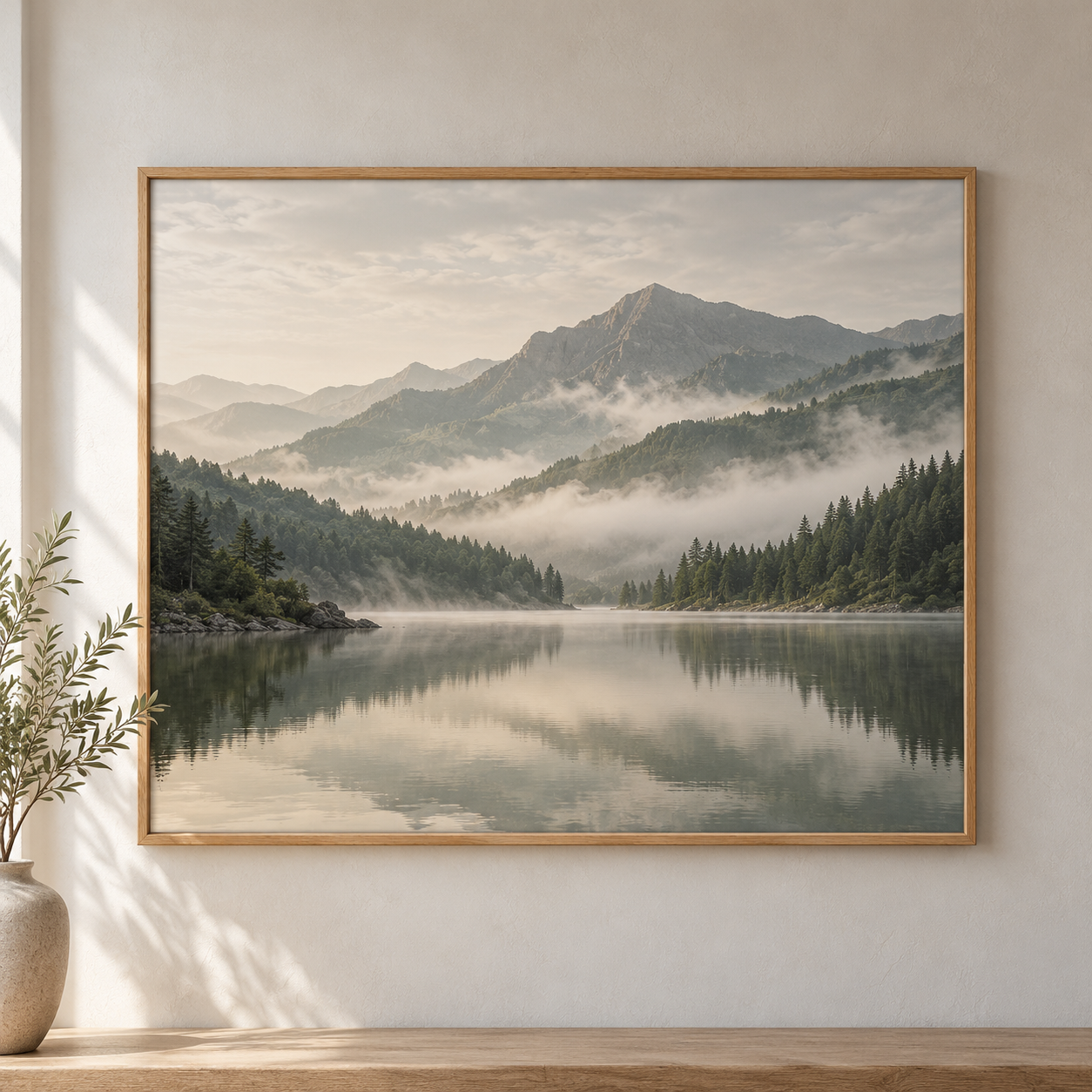 雾山湖景装饰画｜AI演示样品